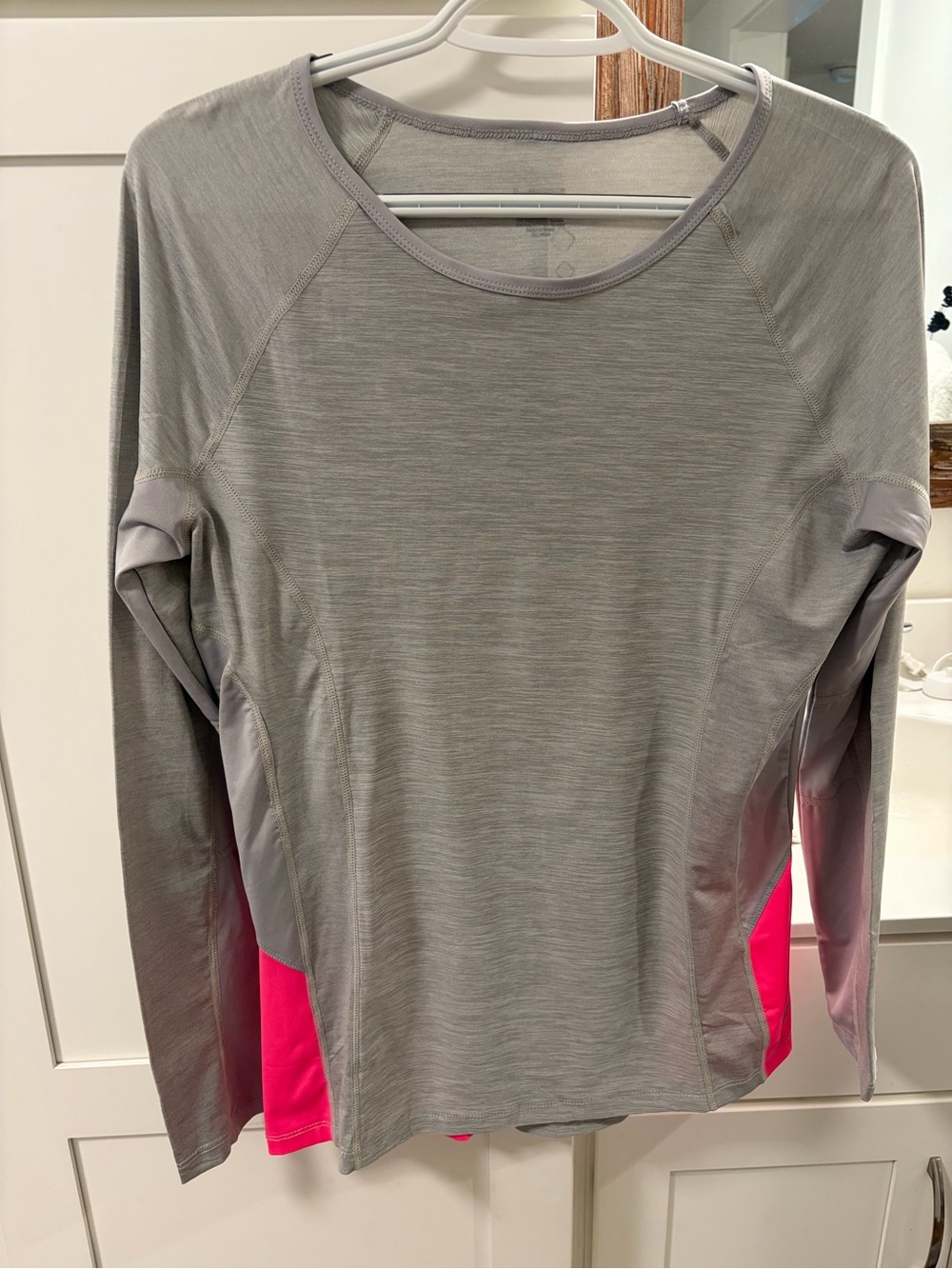 Hind Gray Long-Sleeve Top with Pink Side Panels
